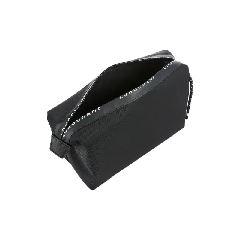 LONGCHAMP Le Pliage Energy Cow Leather Travel Bag Clutch Makeup Bag Men's Black-4