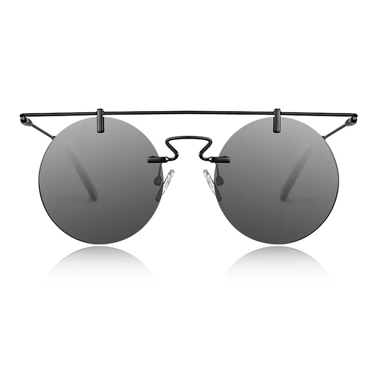 VEGOOS Stainless Steel Round Sunglasses Men's-1