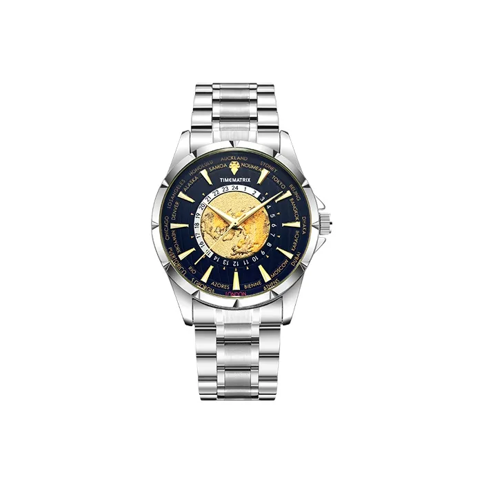 TIMEMATRIX Wrist Watch Automatic Mechanical Movement Stainless Steel Watchband Blue Dial Men's Watches TMX8319-9