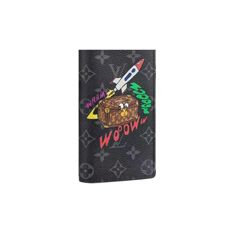 LOUIS VUITTON Brazza Monogram Canvas Wallet Men's Black-4