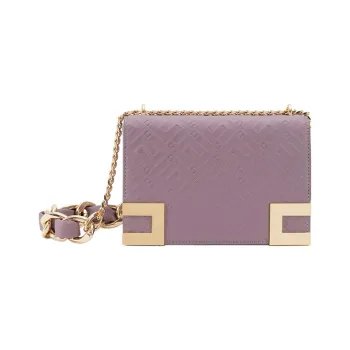 Elisabetta Franchi Patched Synthetic Leather Crossbody Bag Shoulder Bag Small Size Women's Purple