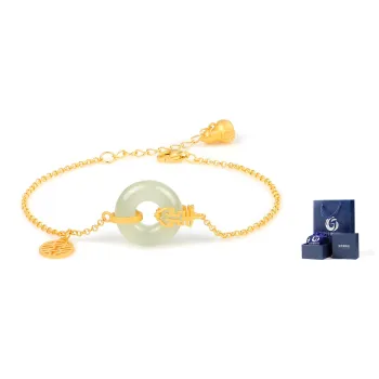 Yi Zhen Ge Hetian Jade 925 Silver Bracelets Women's Pale Greenish-White Jade