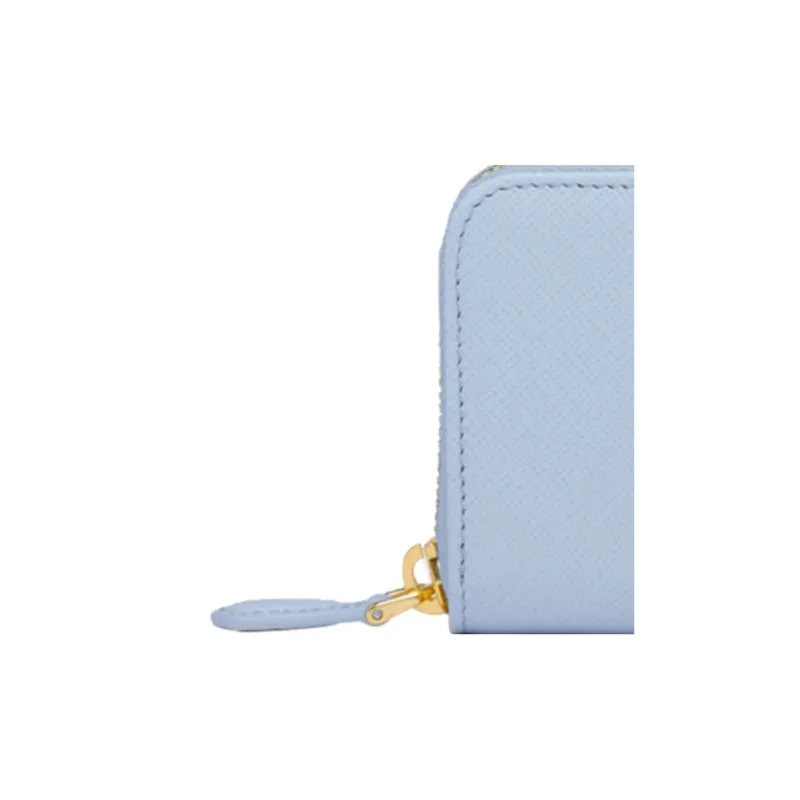 PRADA Leather Coin Purse Women's Light Blue-4