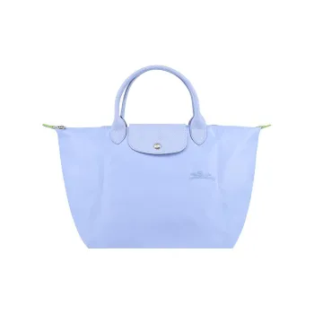 LONGCHAMP Le Pliage Green Cow Leather Trim Dumpling Bag Handbag Travel Bag Large Size Women's Blue