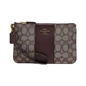 COACH Jacquard With Genuine Calfskin Clutch Regular Women's Umber