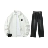 Set (top white + pants black gray)