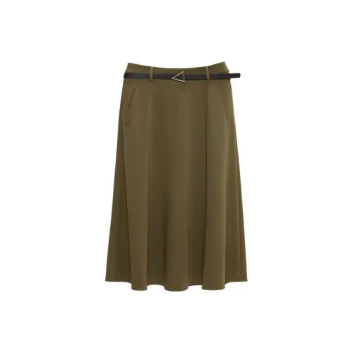 Yiner Casual Long Skirts Women's Olive Green