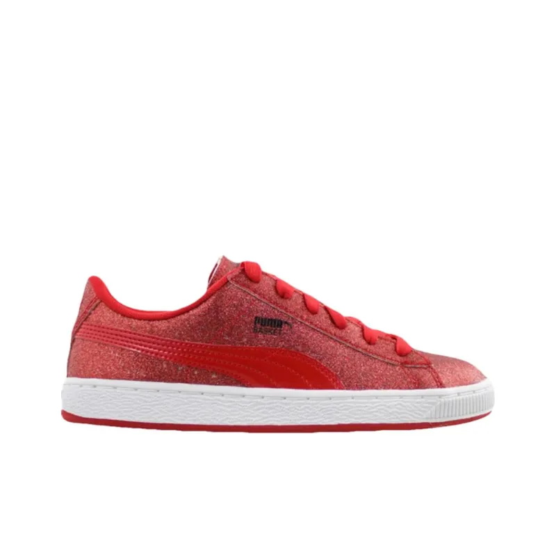PUMA Basket Slip Resistant Cushioning Wear Resistant Low Top Skateboard Shoes Women's Red-1