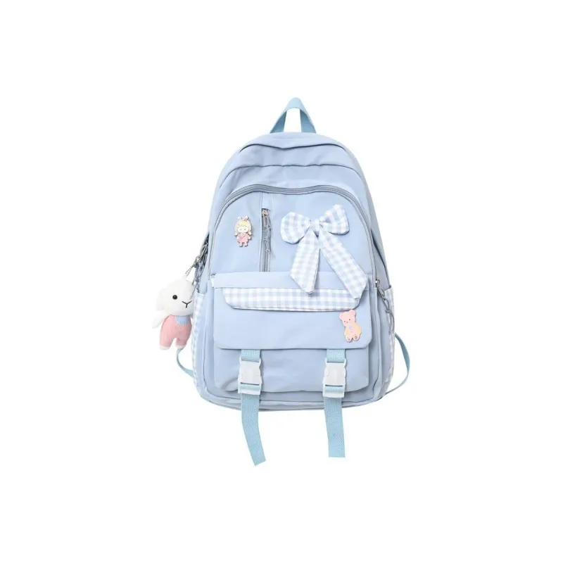 MARKANGARO Nylon Backpack Medium Size Women's Blue/Pink-1