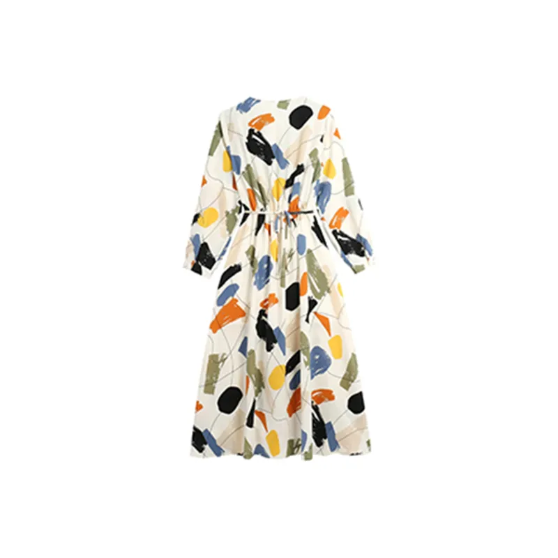 Fashion Long Sleeved Dress Women's Rich Multicolor-6