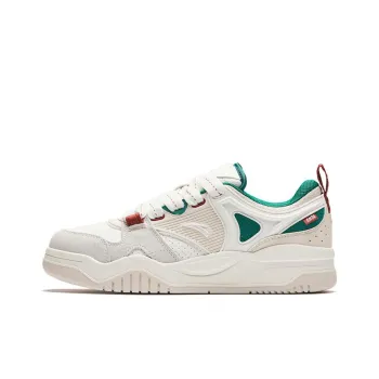 Anta Sea Salt Puffy Shoes Height Increasing Low Top Skateboard Shoes Men's White Gray Green