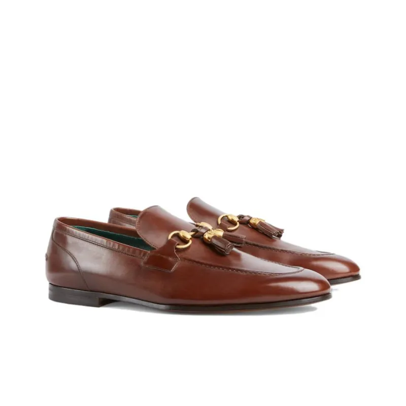 GUCCI Jordaan Loafers 1cm Men's Brown-1