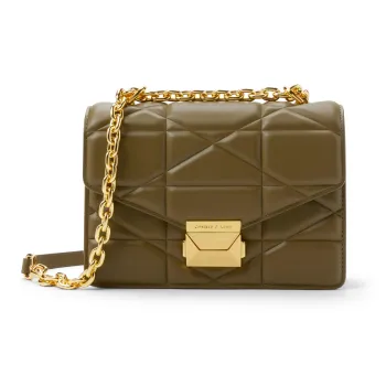 CHARLES&KEITH Synthetic Leather Underarm Small Square Bag, Crossbody Bag Small Size Women's Noir Black/White/Khaki