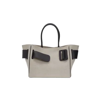 BOYY Canvas With Calfskin One Shoulder Handbags Regular Women's Gray White