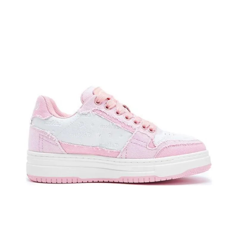 Cabbeen Slip-Resistant Low-Top Skateboard Shoes Women's Pink-1