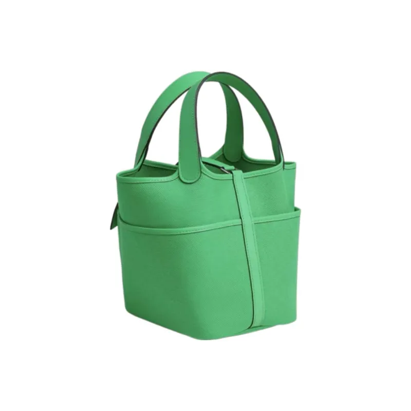 HERMES Picotin Lock Goeland Canvas With Swift Calfskin Basket Bag Handbag Bucket Bag 18 Women's Green-2