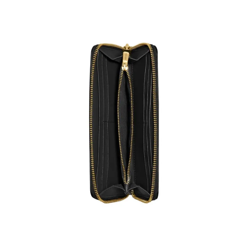 COACH Accordion Zip Calfskin Trunk Bag Wallet Regular Women's Black-4