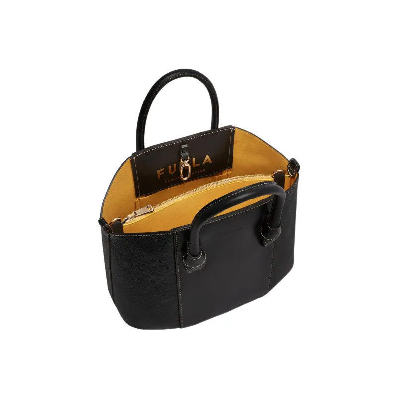 Furla Miastella Calfskin Tote Bag, Shopping Bag, Handbag Tubas Women's Black-3