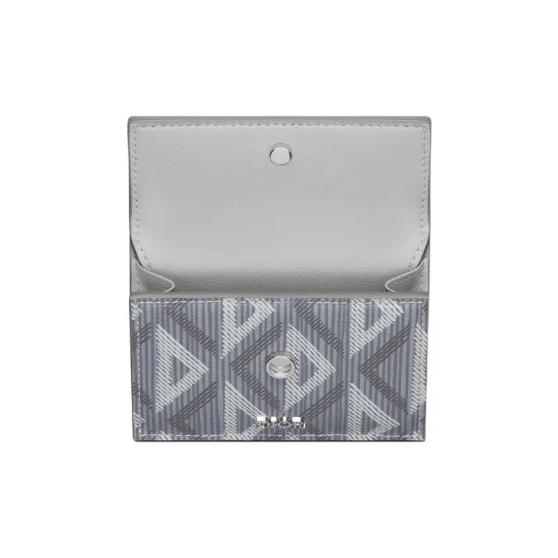 DIOR CD Diamond Canvas With Smooth Calfskin Wallet Men's Gray-2