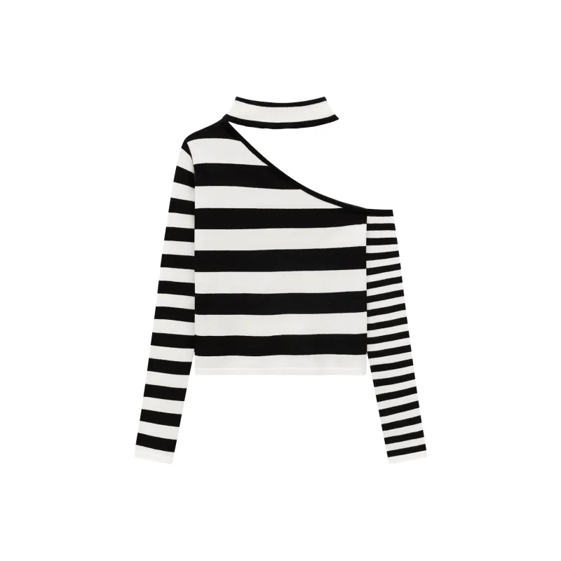 CHUU Knitwear Women's Black White Stripes-1