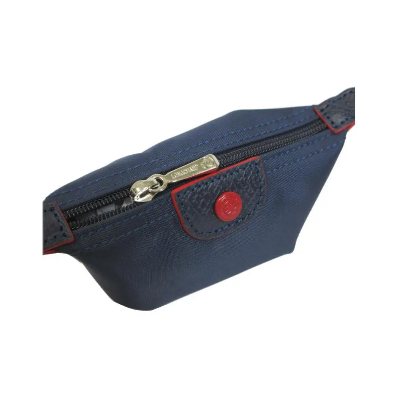 LONGCHAMP Canvas Dumpling Bag Coin Purse Unisex Marine Blue Red-3