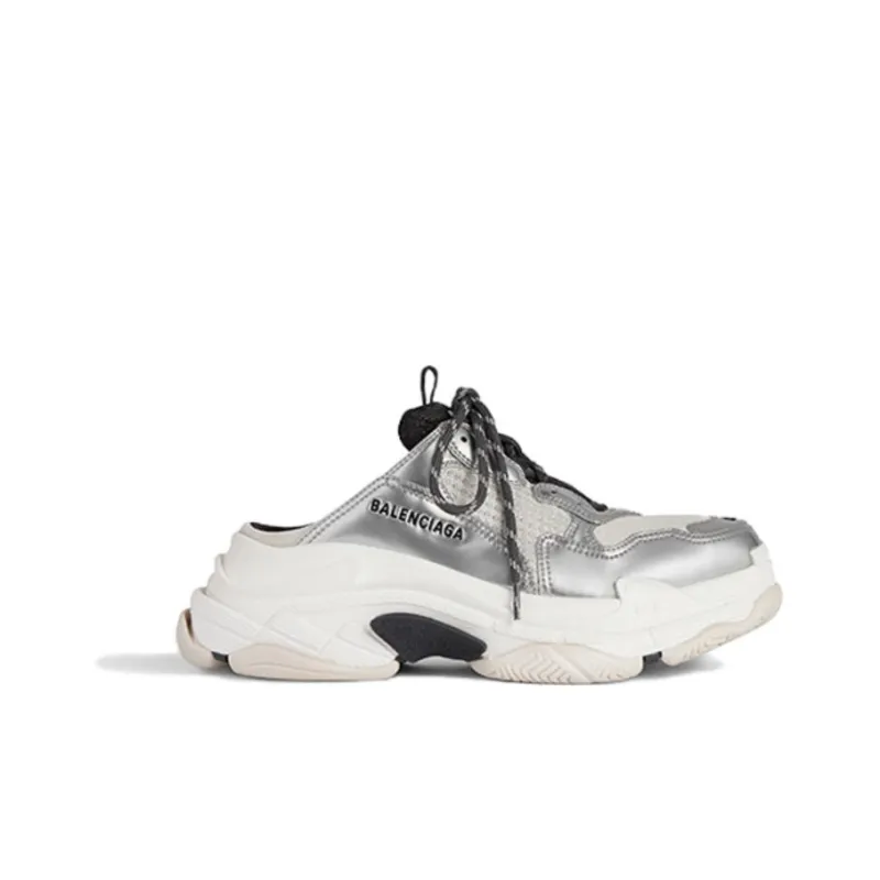 Balenciaga Triple S Low Top Casual Shoes Men's Silver-1