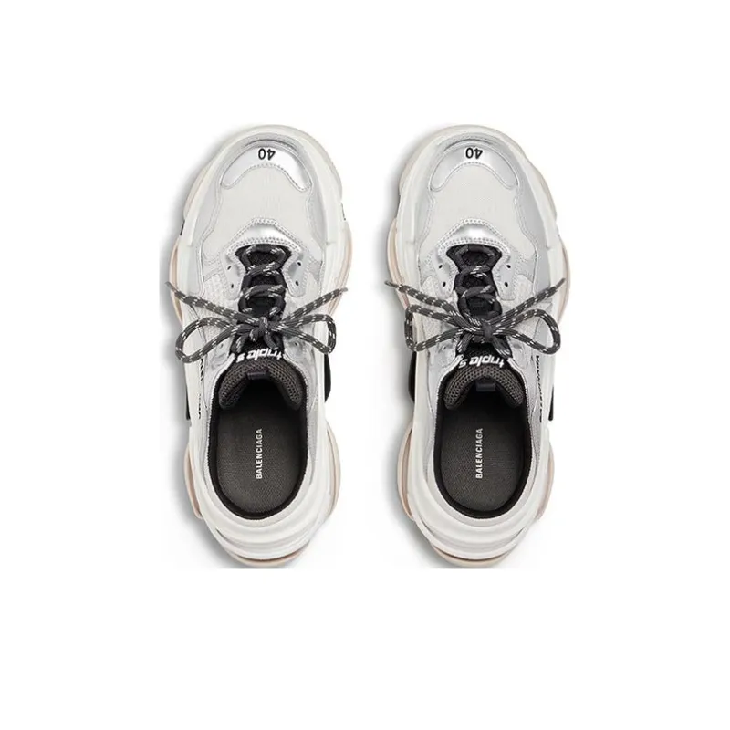 Balenciaga Triple S Low Top Casual Shoes Men's Silver-2