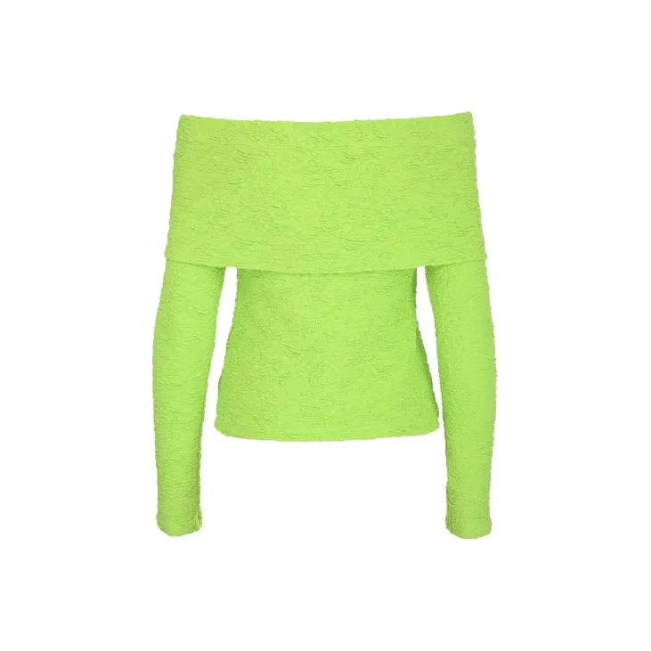 MSGM Embossed Off Shoulder Long Sleeved Top-1