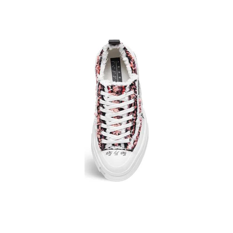 VESSEL H.C.188 Anti Slip And Wear Resistant Breathable Low Top Canvas Shoes Unisex White Red-4