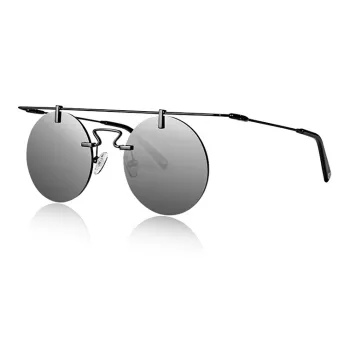 VEGOOS Stainless Steel Round Sunglasses Men's