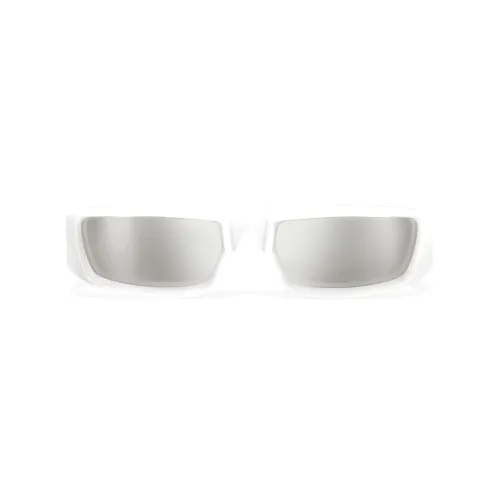 PRADA Acetate Irregular Shape Sunglasses Women's White