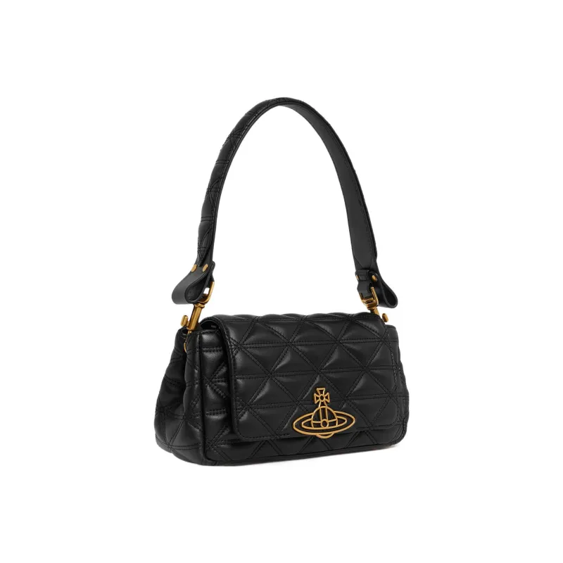 Vivienne Westwood HAZEL Lambskin One Shoulder Handbag Medium Size Women's Black-2