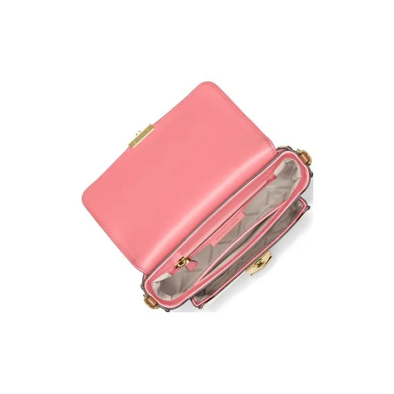 MICHAEL KORS Bradshaw Cow Leather Shoulder Bag, Crossbody Bag Medium Size Women's Acorn Brown & Pink-4