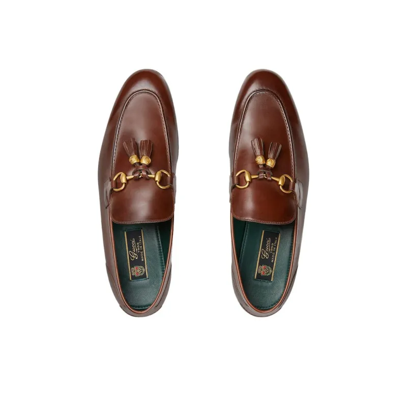 GUCCI Jordaan Loafers 1cm Men's Brown-3