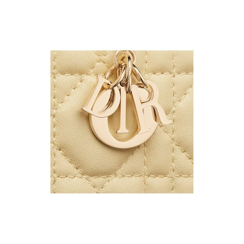 DIOR Lady Dior Lambskin Wallet Mini Women's Light Yellow-3