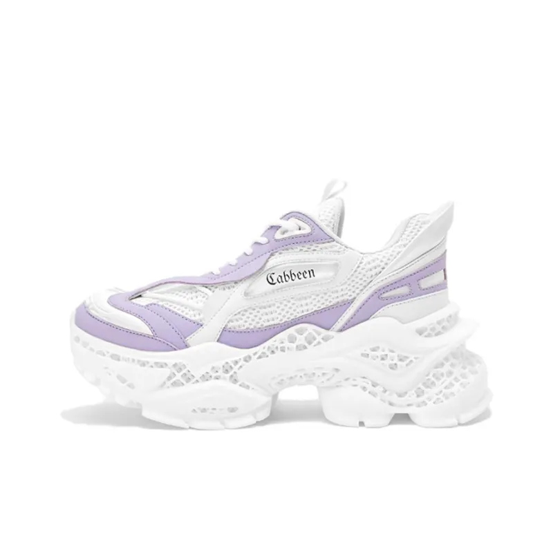 Cabbeen 4D Printer Mecha Cushioning Anti-Slip And Wear-Resistant Low-Top Chunky Sneakers Women's White Purple-0