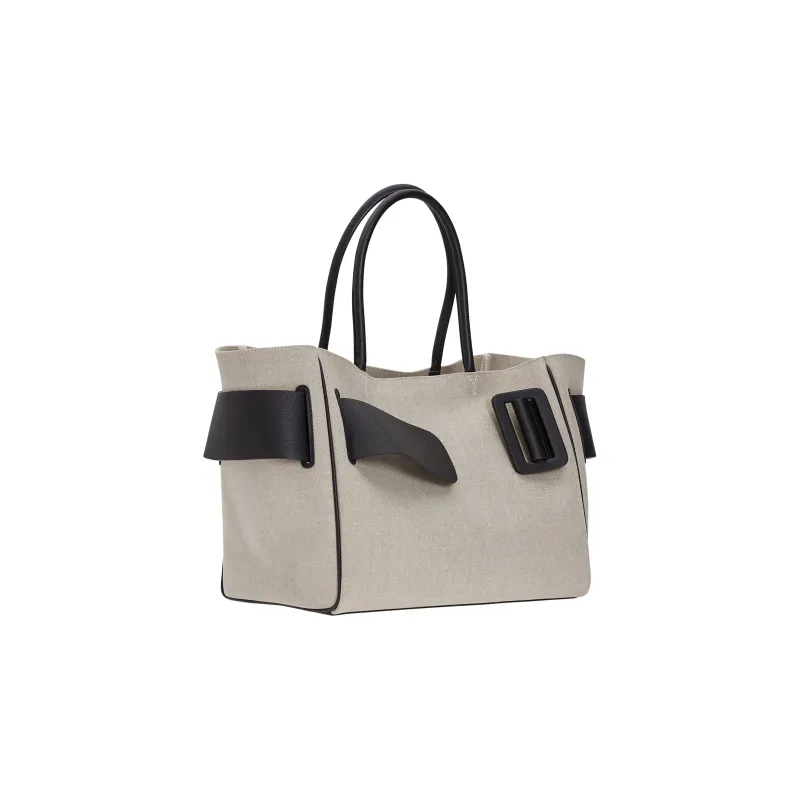 BOYY Canvas With Calfskin One Shoulder Handbags Regular Women's Gray White-1