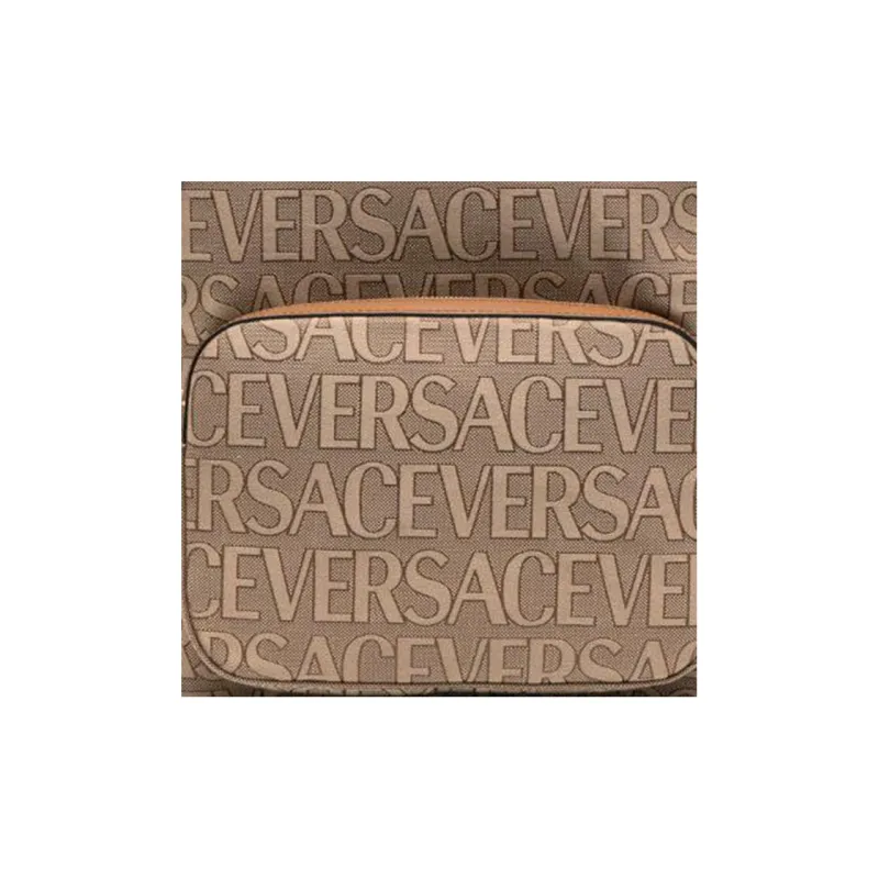 VERSACE Fabric With Calfskin Backpack Regular Men's Dark Beige-3
