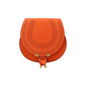 Chloe Marcie Calfskin Saddle Bag, Shoulder Bag, Crossbody Bag Small Size Women's Orange