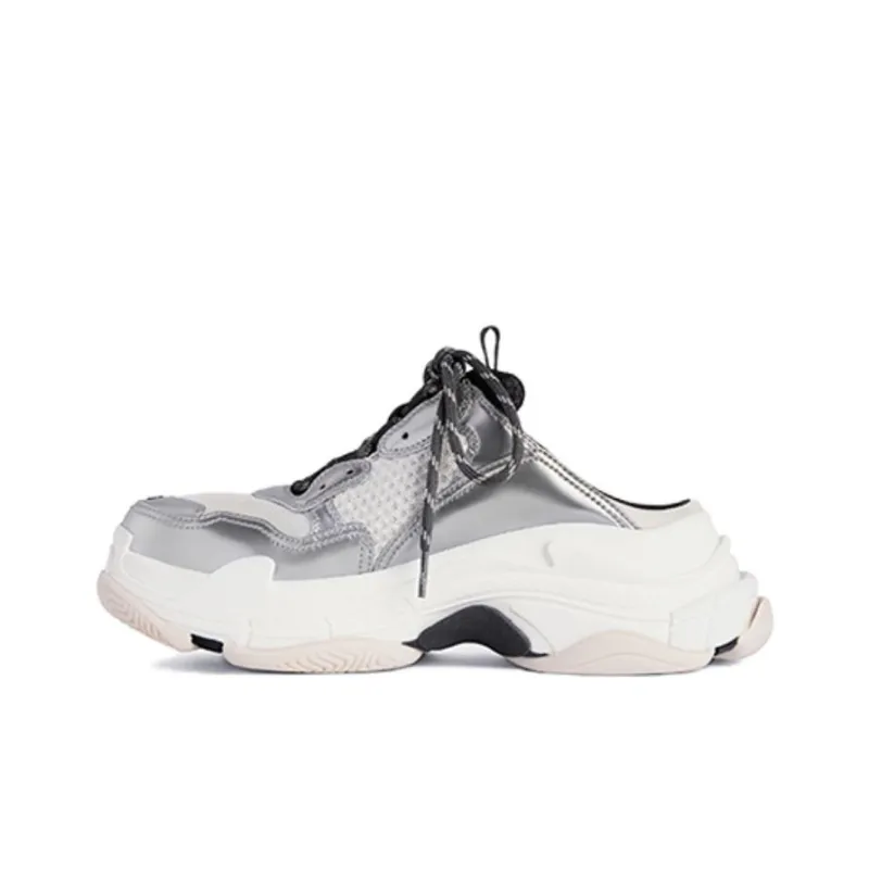 Balenciaga Triple S Low Top Casual Shoes Men's Silver-0