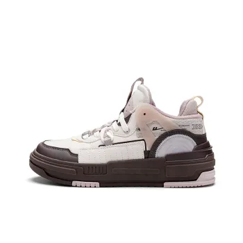 ZHONGGUOHANGTIANBOWUGUAN x Warrior Anti Slip Wear Resistant Mid Top Skateboard Shoes Women's Beige Dark Coffee