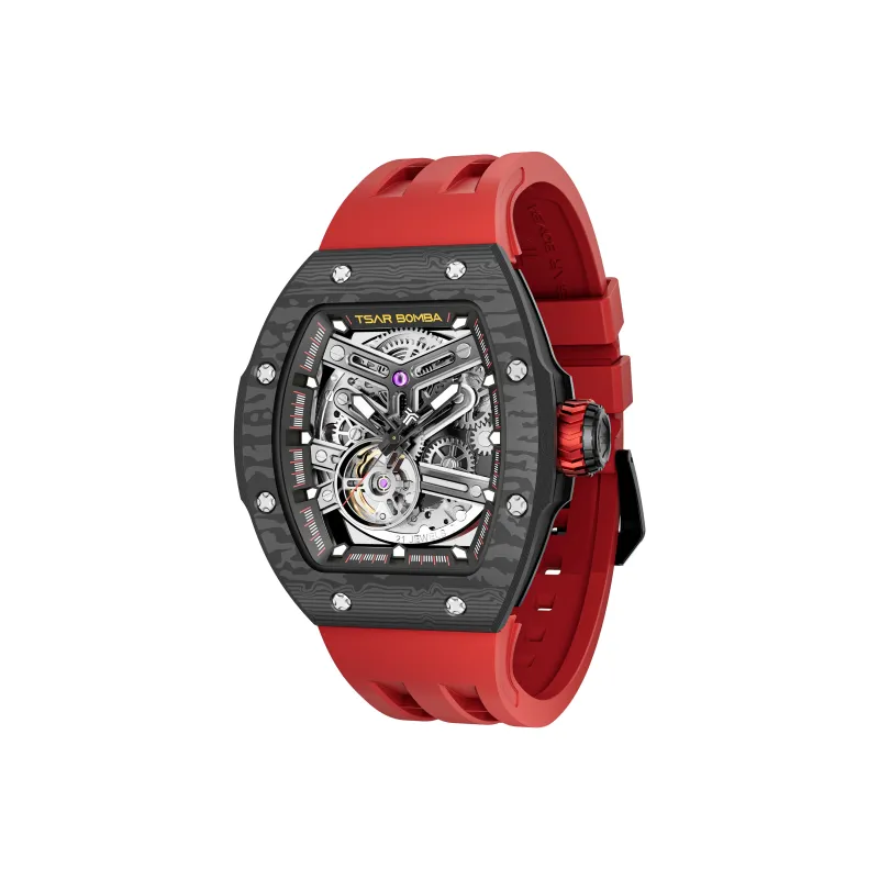 TSAR BOMBA Break-Collection Mechanical Movement Watch Men's Watches Cut-Out Dial Quick-Release Carbon Fiber-2
