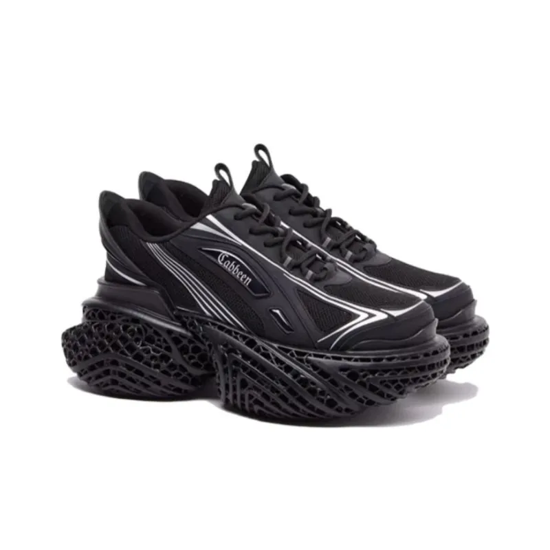 Cabbeen 4D Cyber Cushioning Anti-Slip And Wear-Resistant Low-Top Chunky Sneakers Women's Black-2