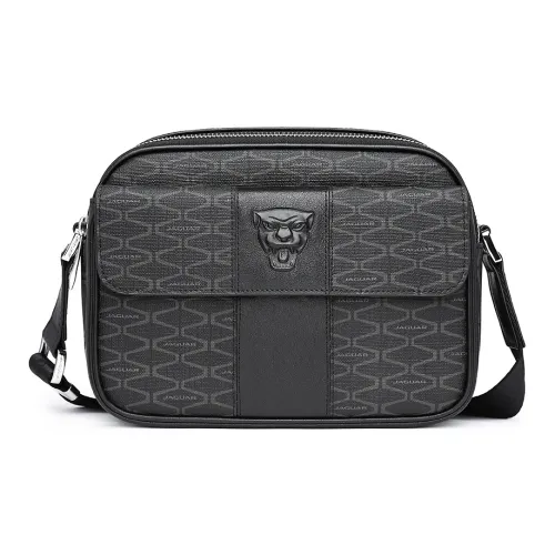 JAGUAR Cow Leather Patchwork With Artificial Leather Crossbody Bag Shoulder Bag Daypack Men's Black