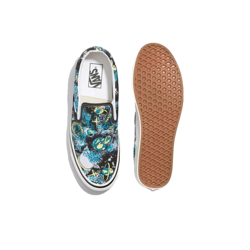 Vans Slip-on Non-slip Breathable And Wear-resistant Low-Top Skateboard Shoes Unisex Black White Blue-4