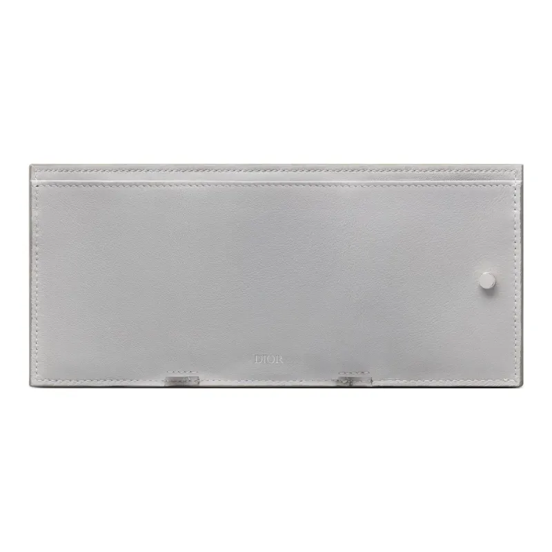 DIOR CD Diamond Canvas With Smooth Calfskin Wallet Men's Gray-3
