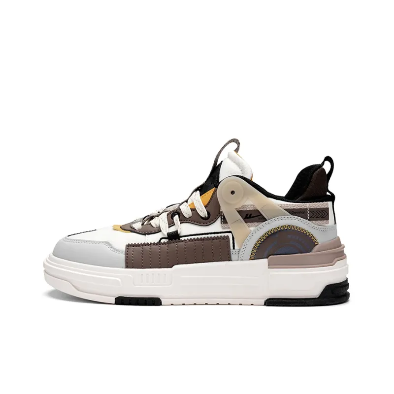 ZHONGGUOHANGTIANBOWUGUAN x Warrior Mid Top Skateboard Shoes Men's Beige Gray Brown-1