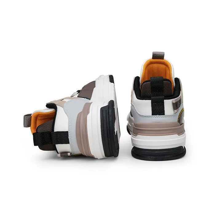 ZHONGGUOHANGTIANBOWUGUAN x Warrior Mid Top Skateboard Shoes Men's Beige Gray Brown-3