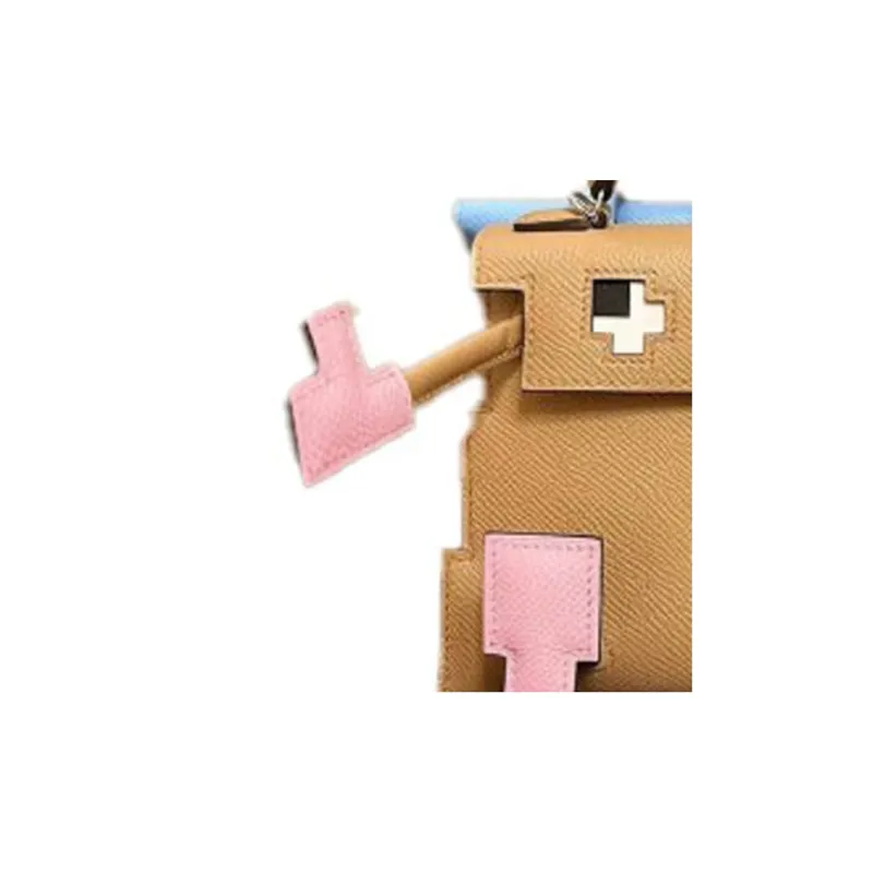 HERMES Kelly Doll Epsom Calfskin Handbag Mini Women's Milk Tea Beige/Camellia Purple/Red Clay/Sky Blue-4