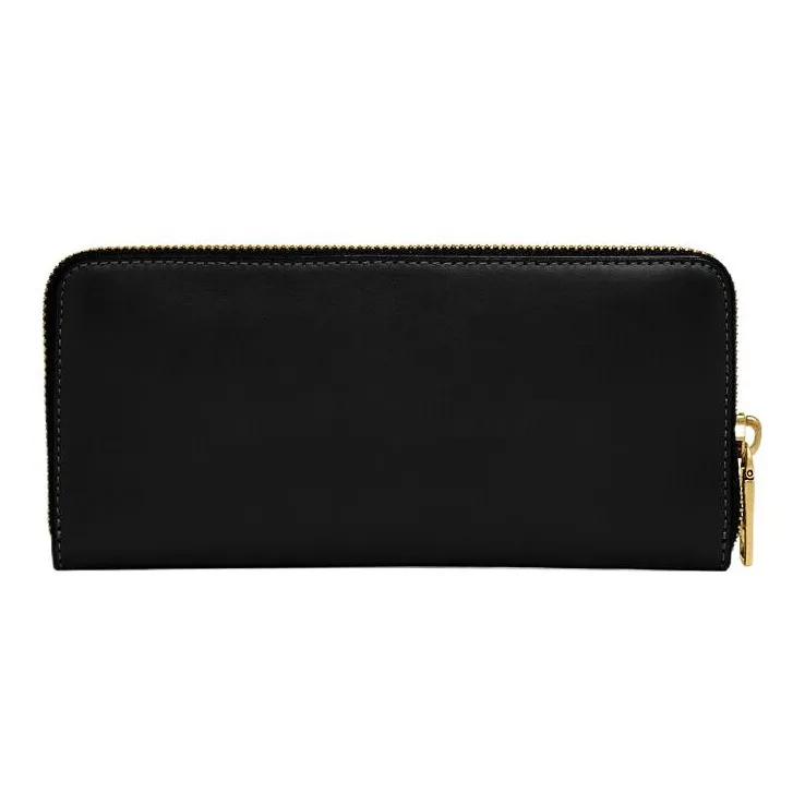 COACH Accordion Zip Calfskin Trunk Bag Wallet Regular Women's Black-3